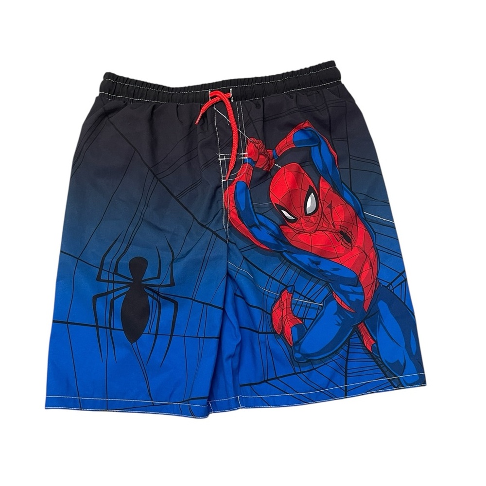Spiderman Marvel Quick Dry UPF 50+ Blue Swim Shorts Trunks Boys size 10/12 New